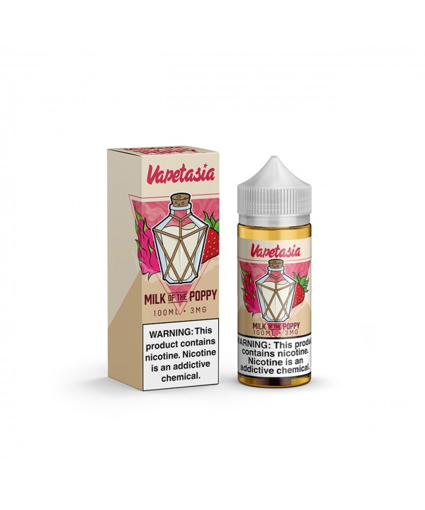 MILK OF THE POPPY BY VAPETASIA E-LIQUID | 100 ML STRAWBERRY RIPE DRAGON FRUIT WITH CREAM E-JUICE