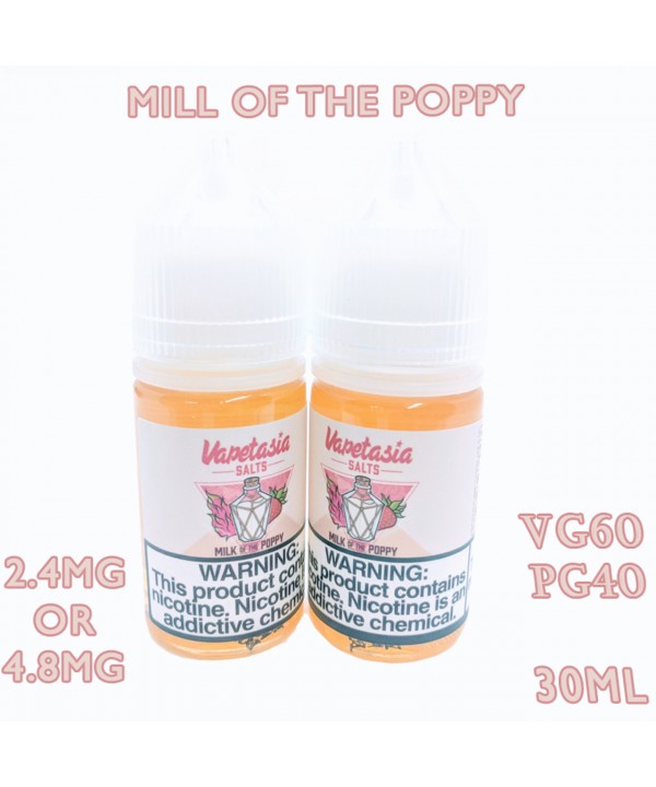 MILK OF THE POPPY BY VAPETASIA SALTS | 30 ML STRAWBERRY DRAGON FRUIT CREAM FLAVOR SALT NICOTINE